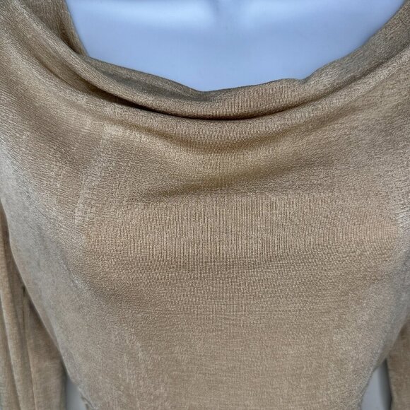 NWT Cider Womens Cropped Long Sleeve Draped Front Top in Tan Size XS - Picture 2 of 7